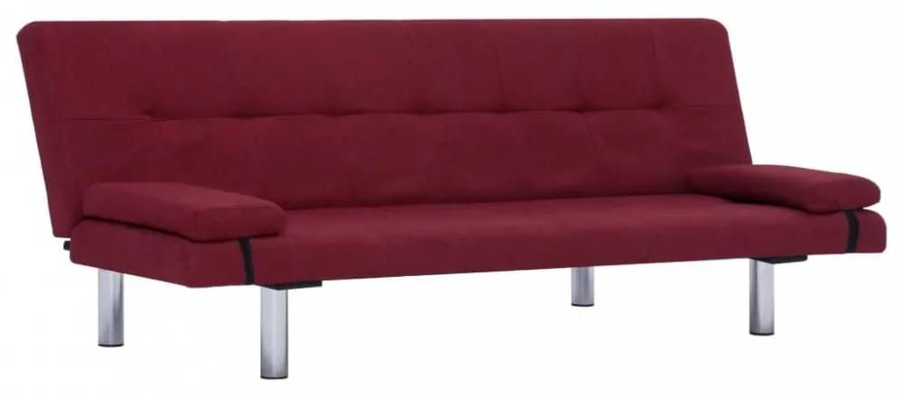 282191sofa bed with two pillows wine red polyester