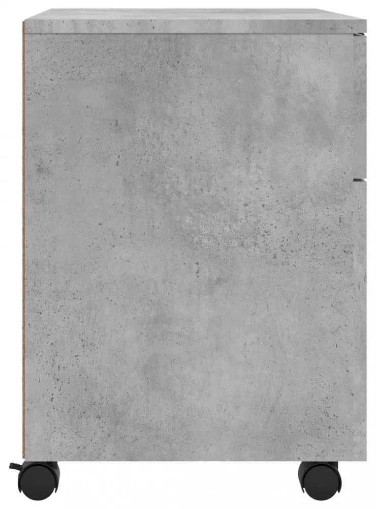 betonszürke szerelt fa mobil iratszekrény kerekekkel 45x38x45cm