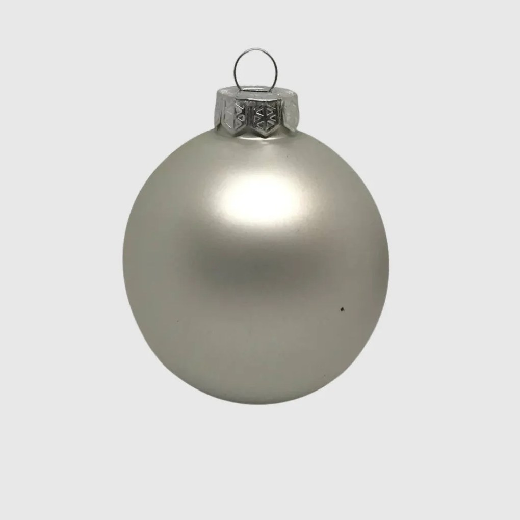 Ezüst karácsonyi üveggömb szett, 6 cm, 12 db