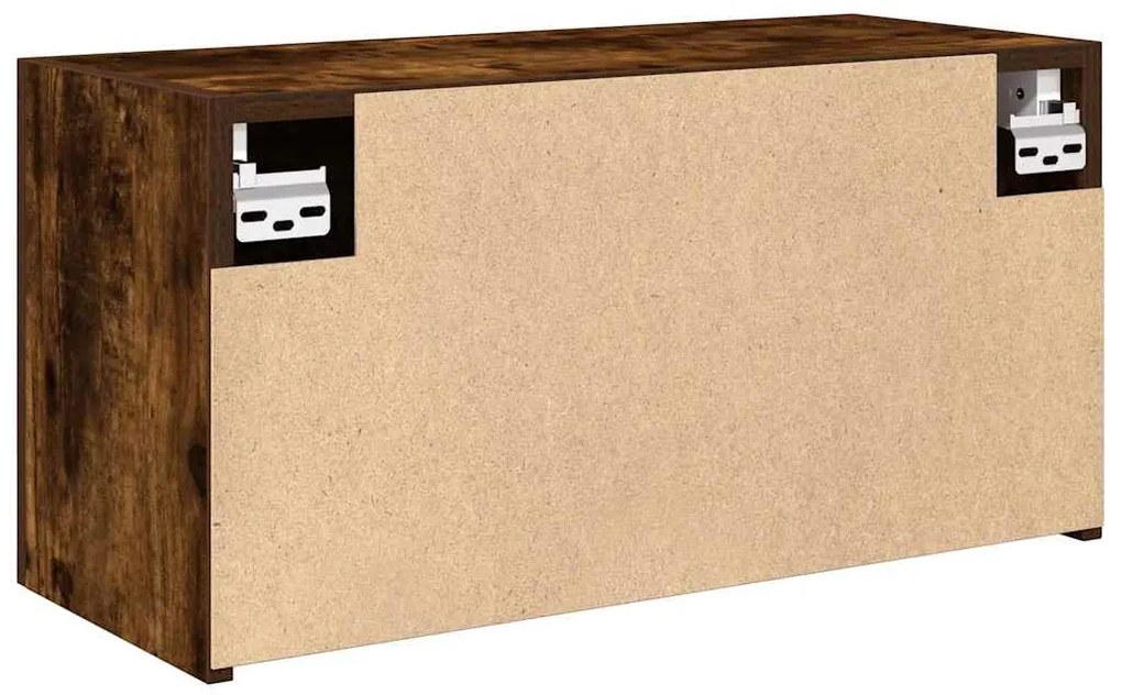 füstös tölgyszínű szerelt fa fali fürdőszobaszekrény 60x25x30cm