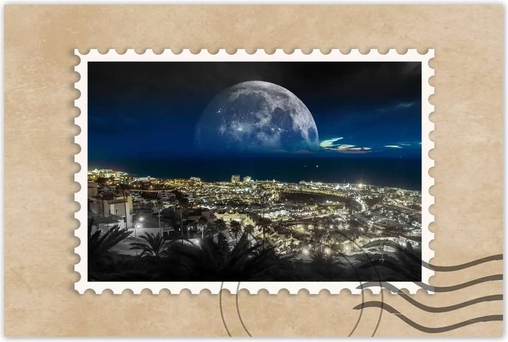 Poszterek 120x80 Hold a város felett Éjszaka