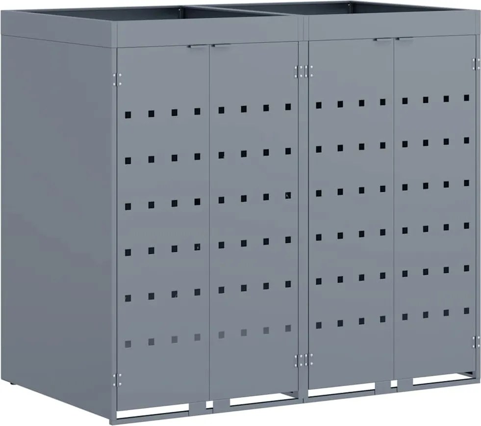 vidaXL Gurulós kuka tároló 2 kukához Világosszürke