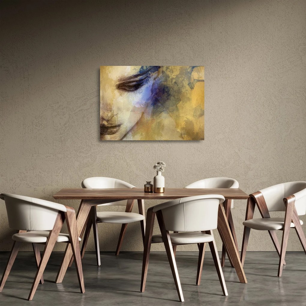 Kép - női portré, rajz (üvegen) (70x50 cm)