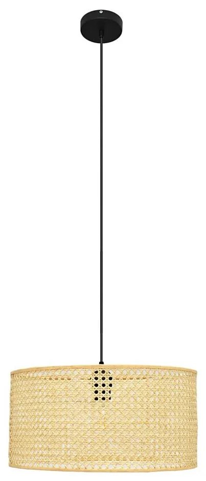 Helam Csillár zsinóron ALBA 1xE27/15W/230V á. 40 cm rattan/fekete HE1419