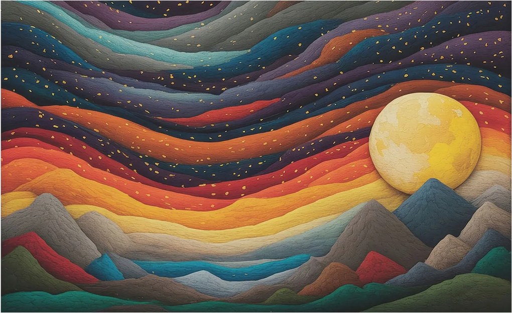 Dekoratív fotótapéta falra Könnyű összeszerelés Színes hegyek 416x254 Ragasztó