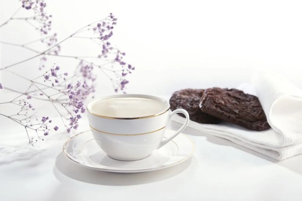 Aura Gold 12 darabos Kávés/teáskészlet, Ambition, porcelán, 200 ml, fehér