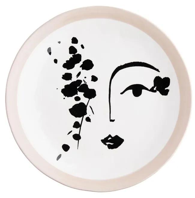 LINE ART tányér, arc motívummal Ø21cm
