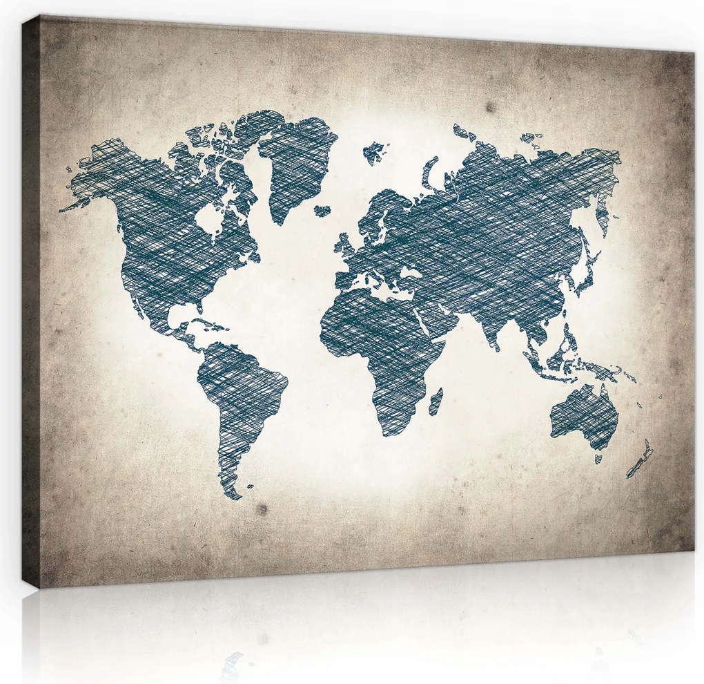 Vászonkép 70x50 Kontinensek Bézs Régi skandináv stílus Vintage