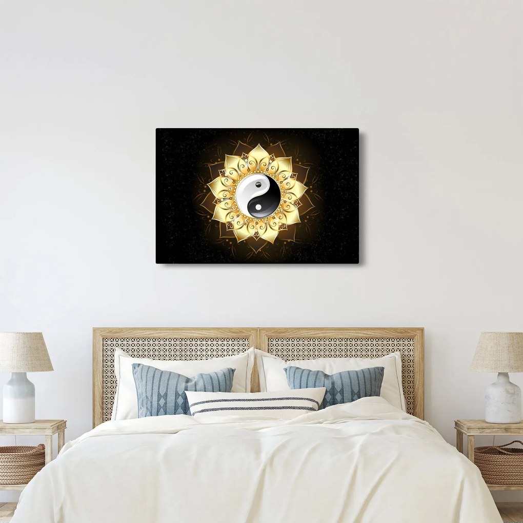 Kép - arany yin-yang (90x60 cm)