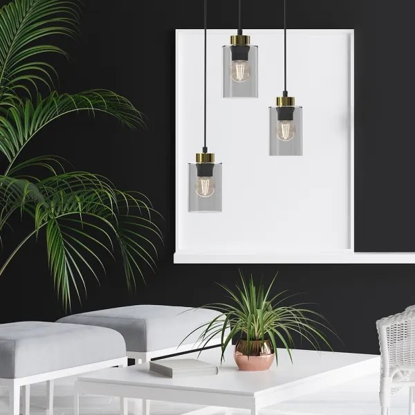 Csillár zsinóron CHIC 3xE27/60W/230V fekete/szürke