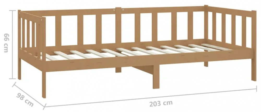 mézbarna tömör fenyőfa dívány matraccal 90 x 200 cm