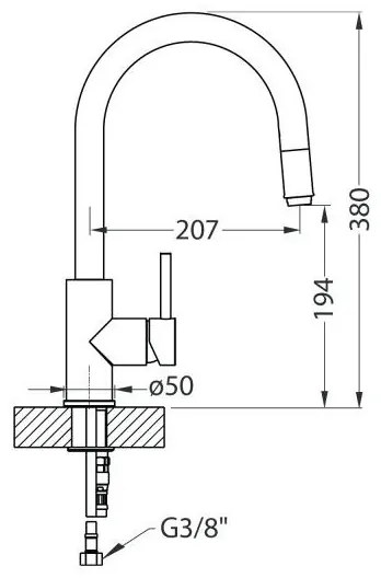 ALVEUS 1129021 - DELOS 38 cm mosogató csaptelep kihúzható zuhannyal, króm