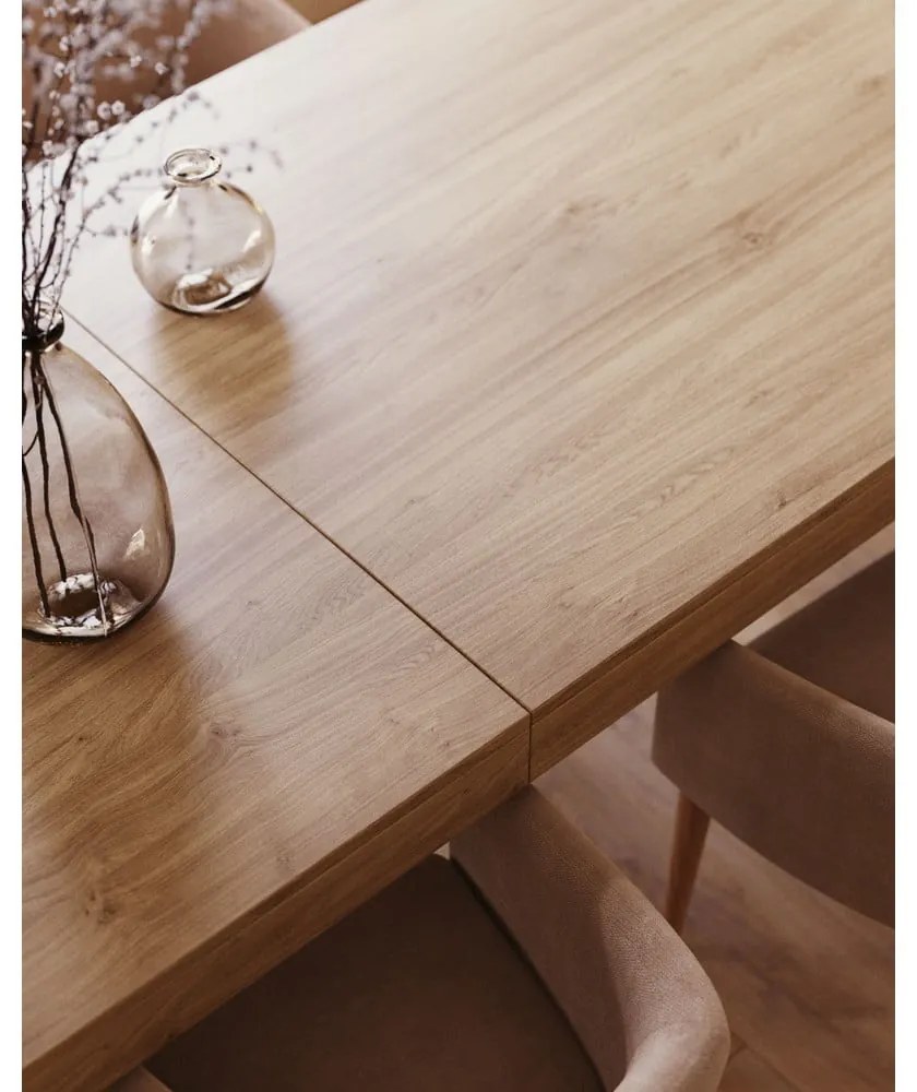 Bővíthető étkezőasztal hosszabbító asztallappal tölgyfa dekorral 100x200 cm Briva – Kave Home