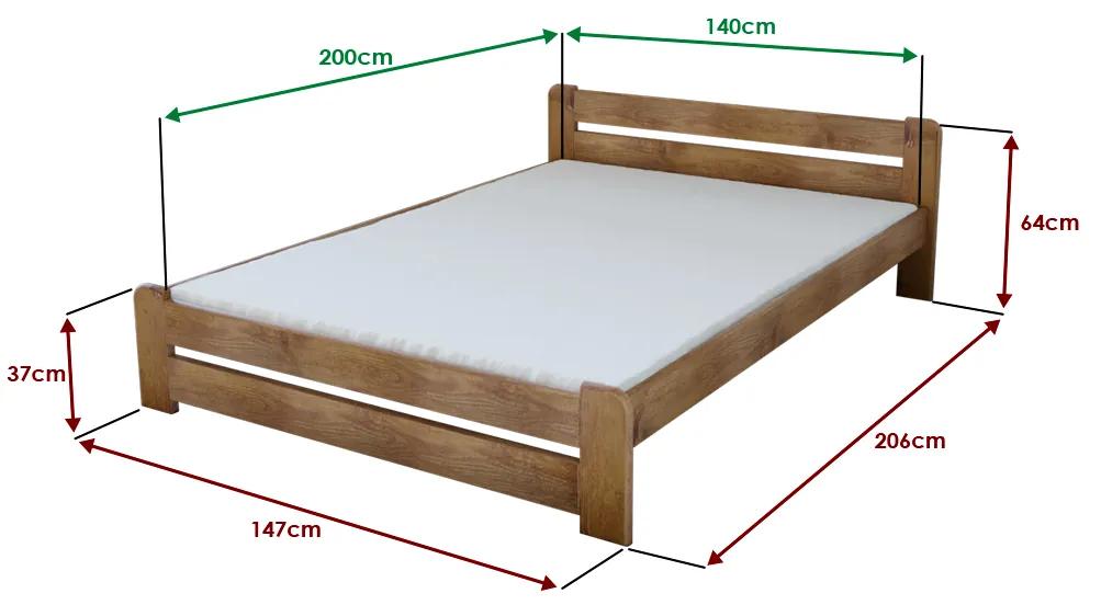 Laura ágy 140x200 cm, tölgyfa Ágyrács: Lamellás ágyrács, Matrac: Deluxe 10 cm matrac