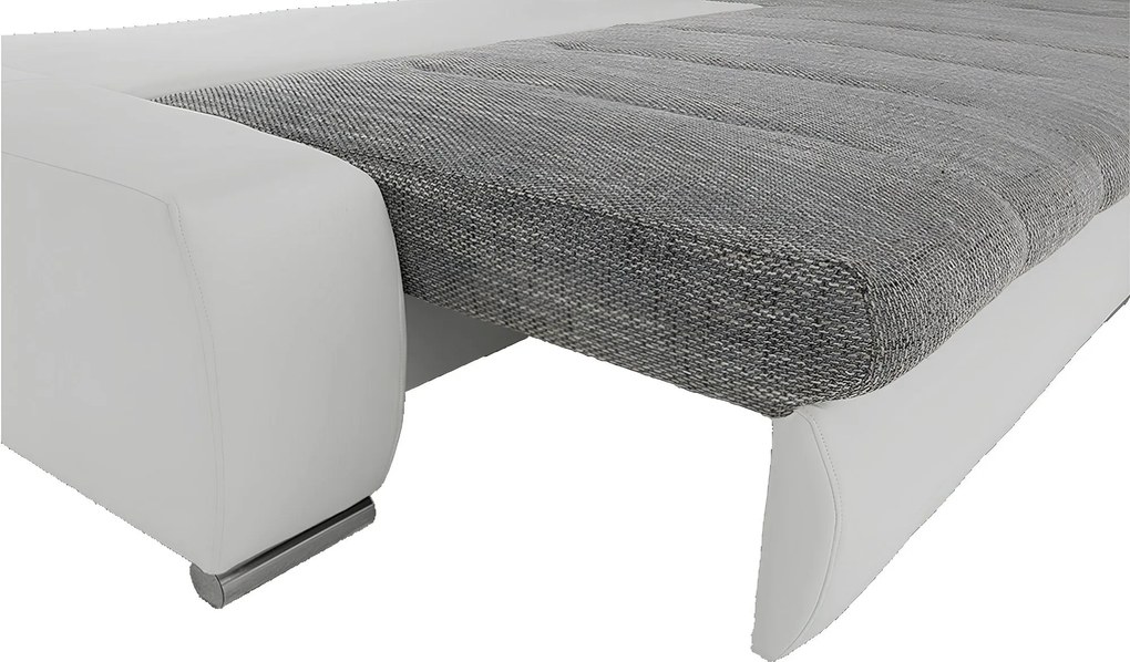 Ülőgarnitúra, műbőr fehér/szövet szürke melír, TONIKS