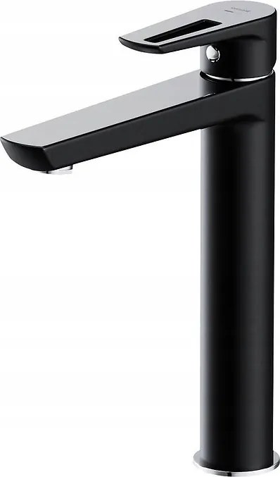 Mille magas mosdócsaptelep, kifolyócsővel, fekete (S951-356) /sm/