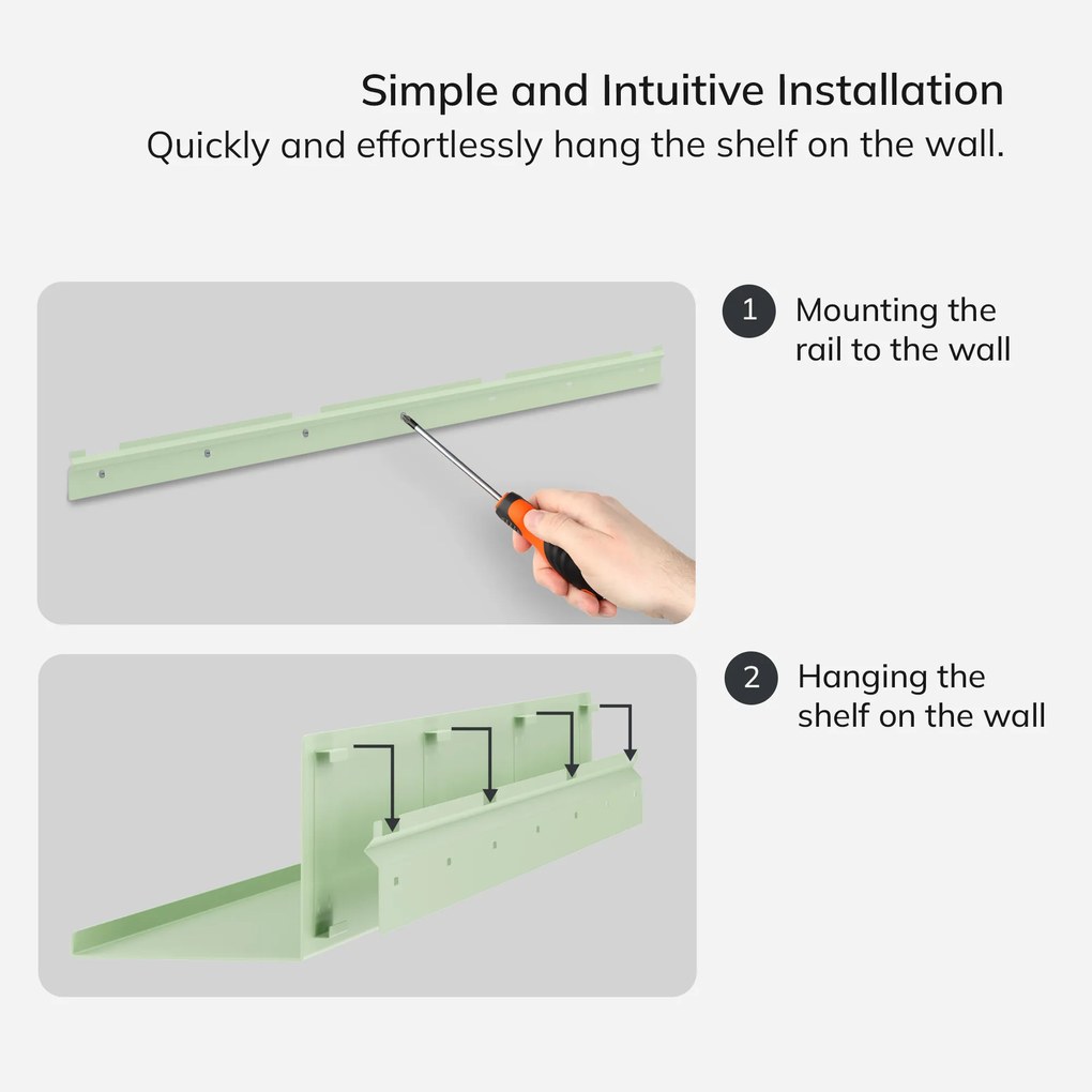 JOANNE fali polc 1200 mm, Fresh Style: pasztellzöld