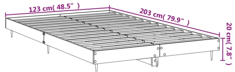füstös tölgy színű szerelt fa ágykeret matrac nélkül 120x200 cm