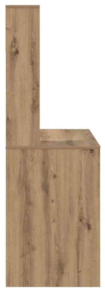 Asztal polcokkal kézműves tölgy 91 x 50 x 149 cm Faanyag