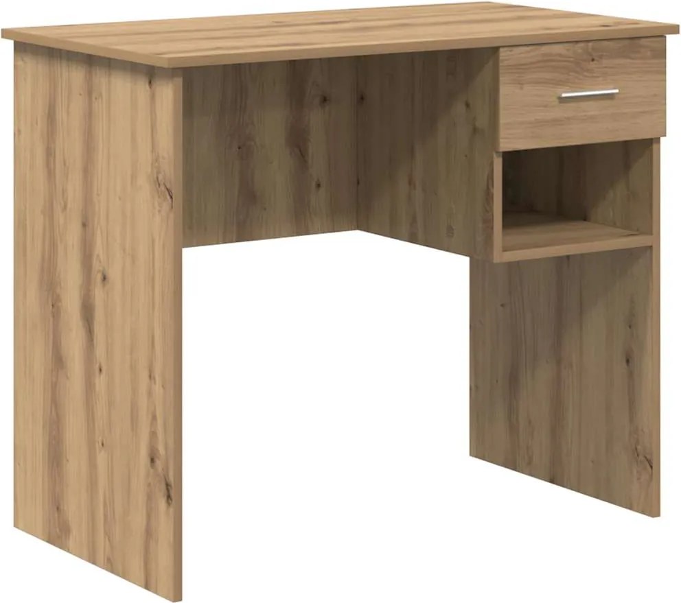 vidaXL Asztal fiókkal polcokkal Artisan tölgy 90 x 49 x 75 cm Faanyag