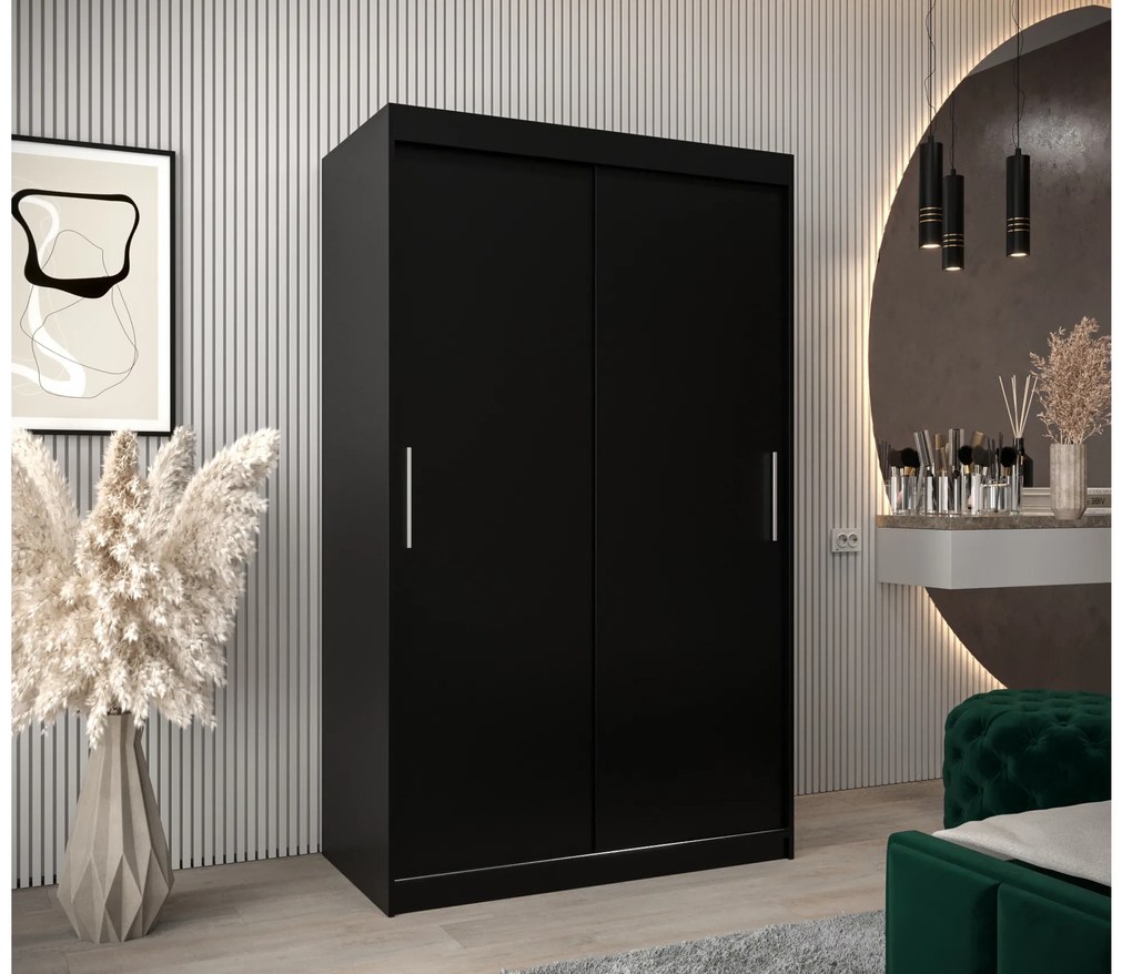 Ruhásszekrény 120 cm Toki (matt fekete + matt fehér). 1064807