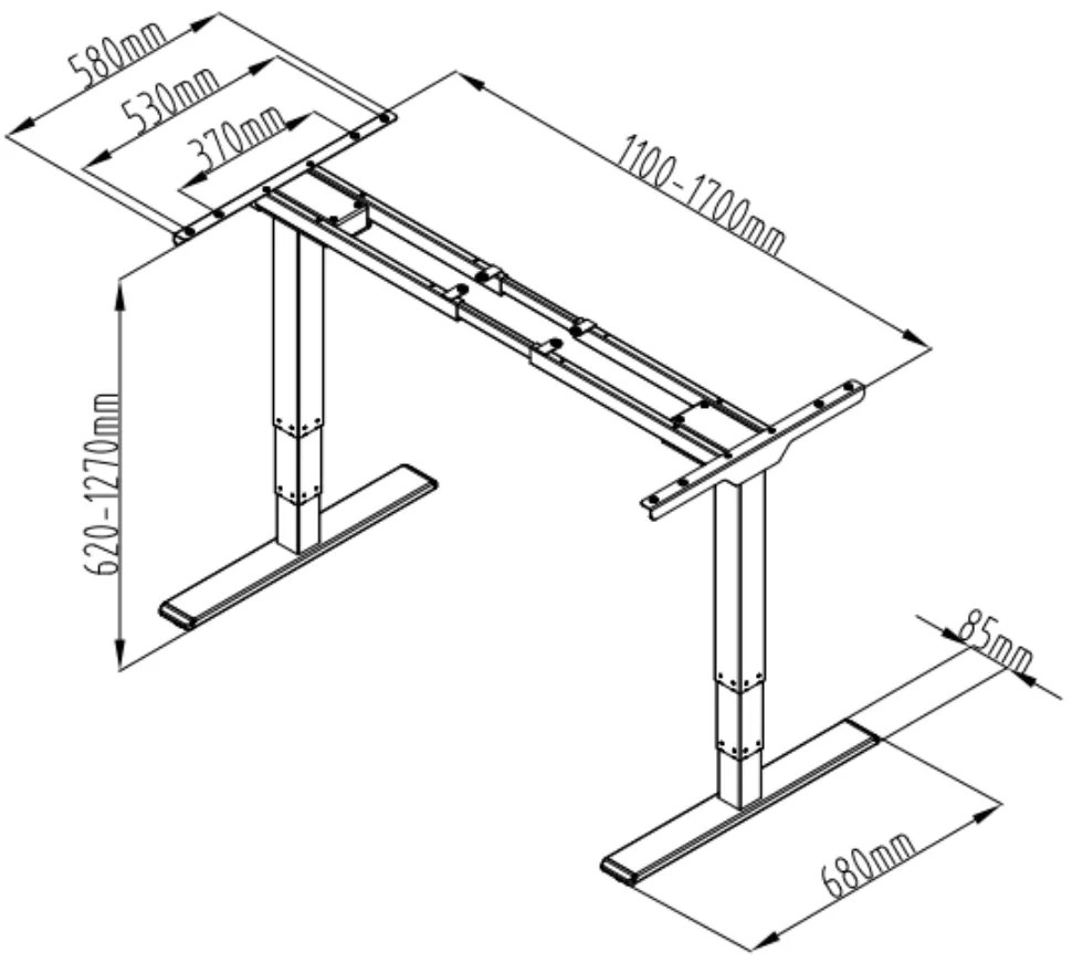 Elektromosan állítható magasságú asztal Liftor Vision, szürke