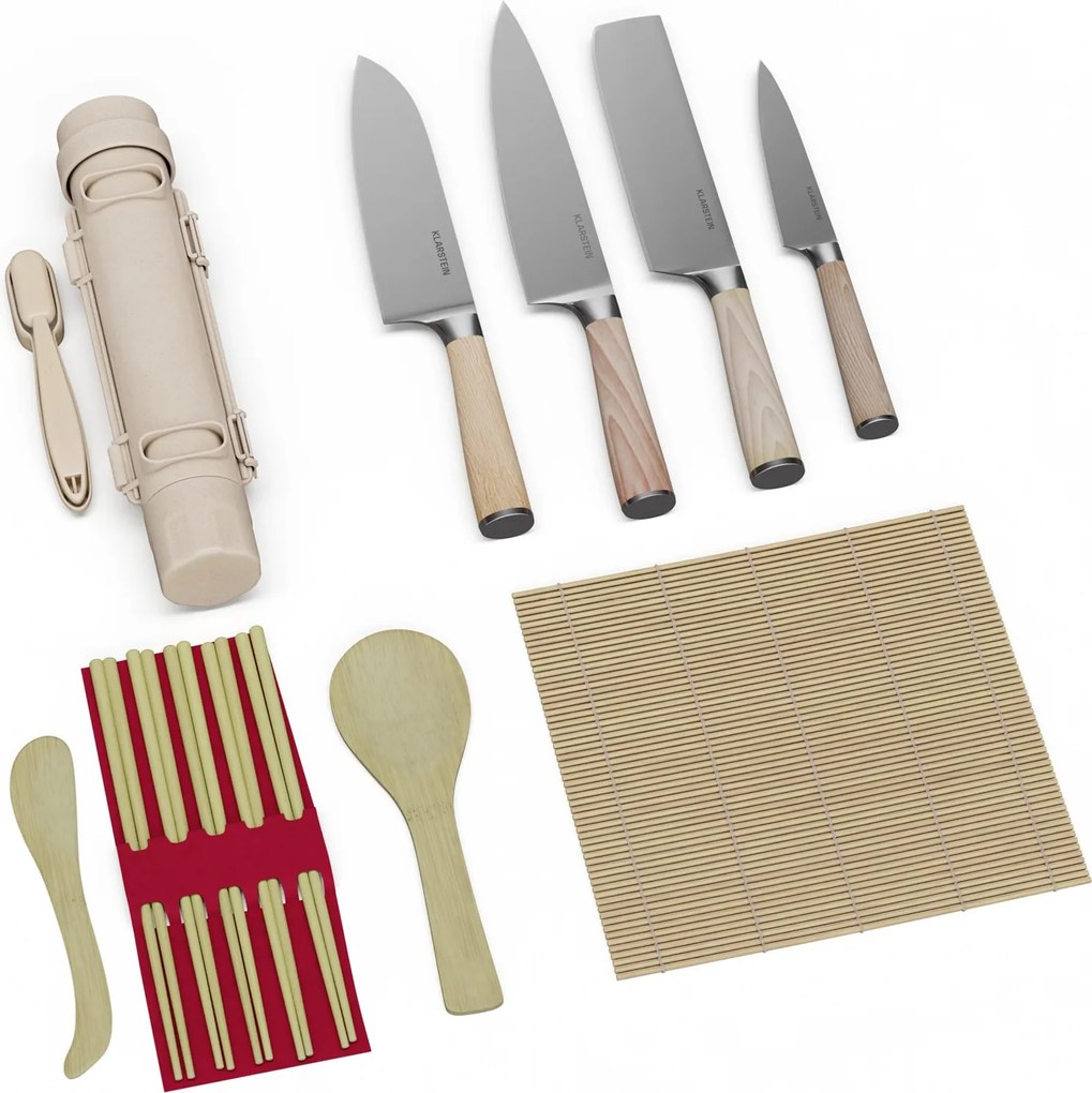 Klarstein Shibui sushi késkészlet, 15 darab, 4 kés praktikus tartozékkal