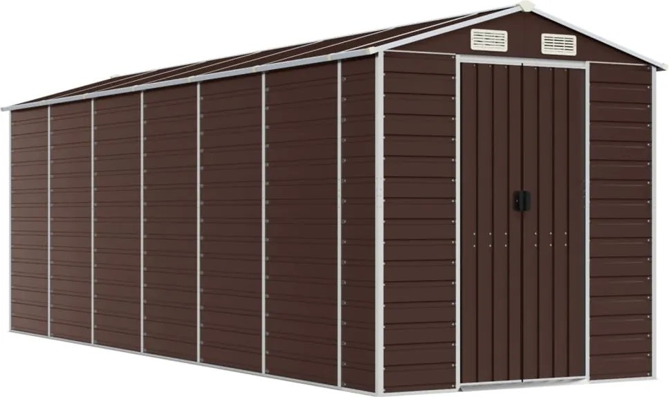vidaXL barna horganyzott acél kerti fészer 191 x 555 x 198 cm