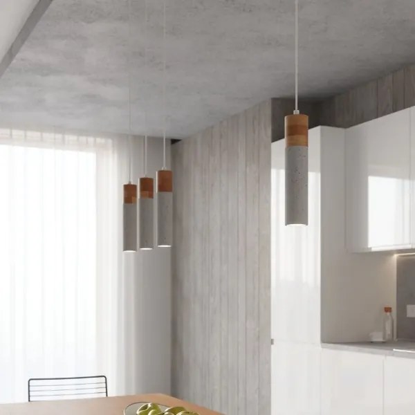 Sollux SL.0967 - Csillár zsinóron ZANE 3xGU10/40W/230V beton/fa