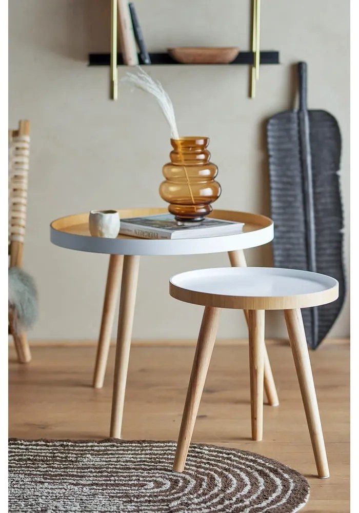 Bambusz kerek tárolóasztal szett 2 db-os ø 60 cm Cappuccino – Bloomingville