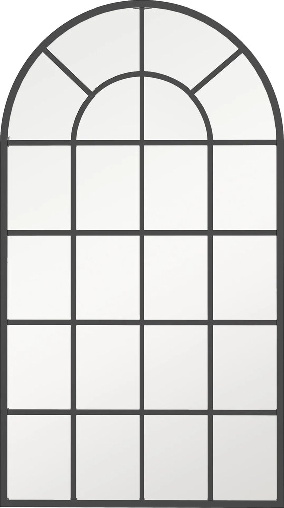 HOMCOM Fali Tükör 110 x 65cm Dekoratív Tükör Fém Kerettel, Függeszthető Tükör, Nappali Tükör Hálószobához - Fekete | Aosom