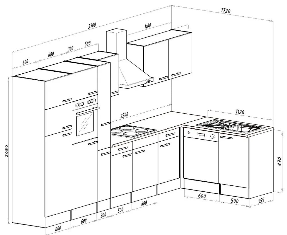 Yorki 370 sarok konyhabútor felülfagyasztós hűtős kivitelben