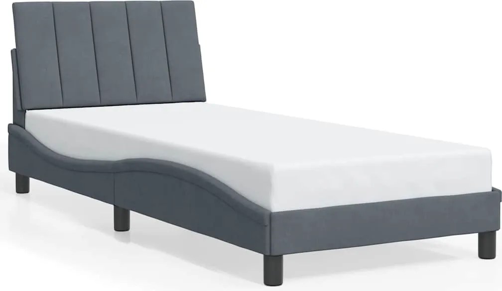 vidaXL sötétszürke bársony ágykeret matrac nélkül Hanko 90x200 cm