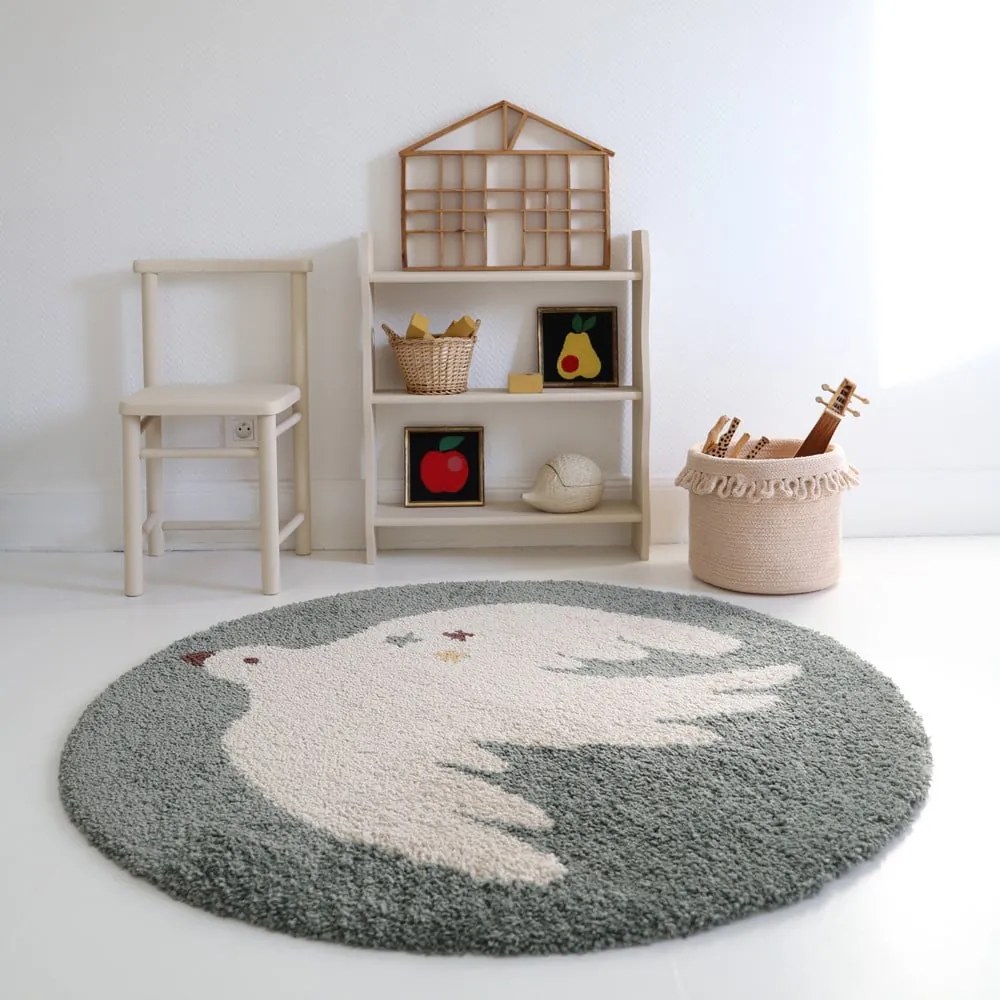 Világoszöld gyerek szőnyeg ø120 cm Bohemian Bird Aqua – Nattiot