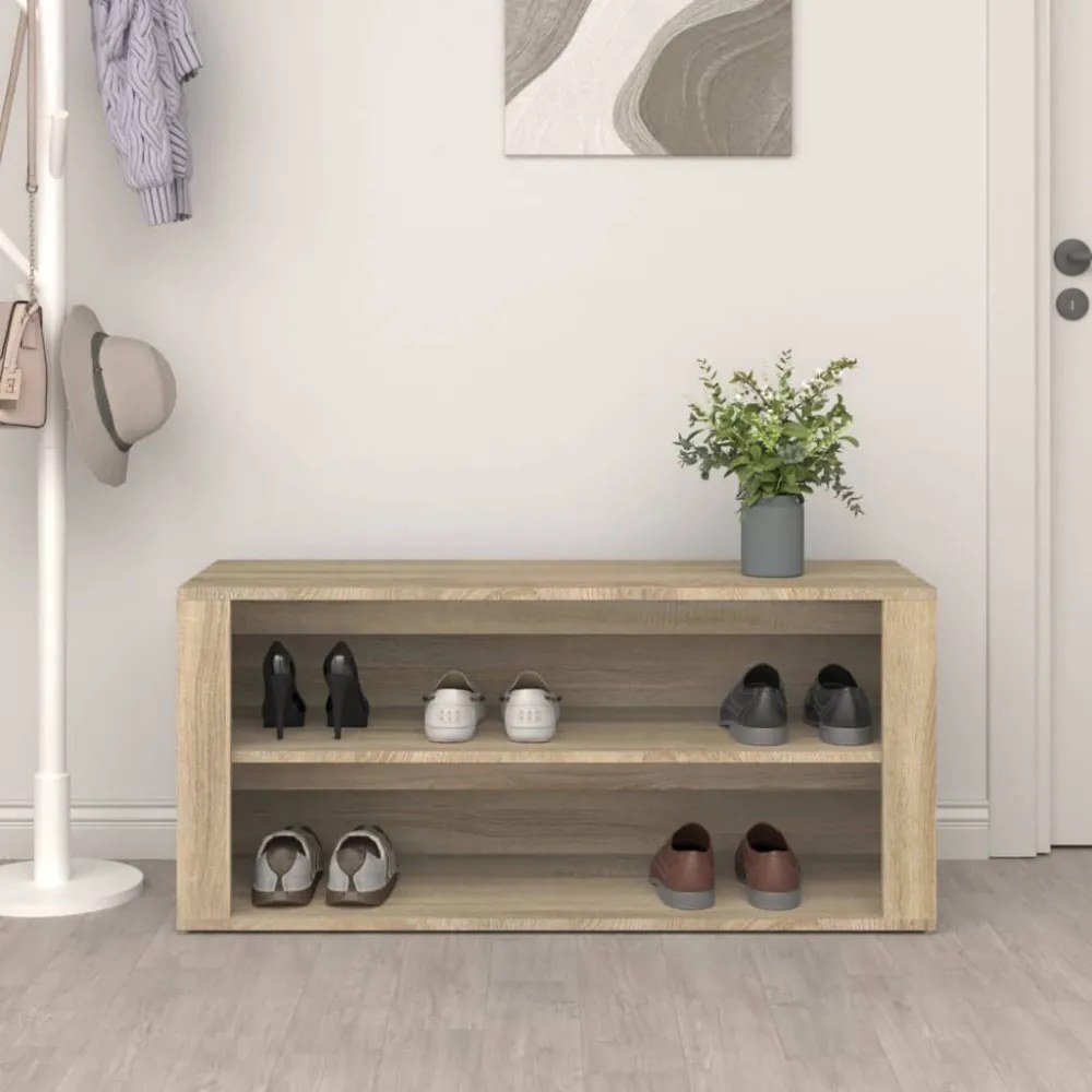 sonoma tölgy színű szerelt fa cipőtartó 100x35x45 cm