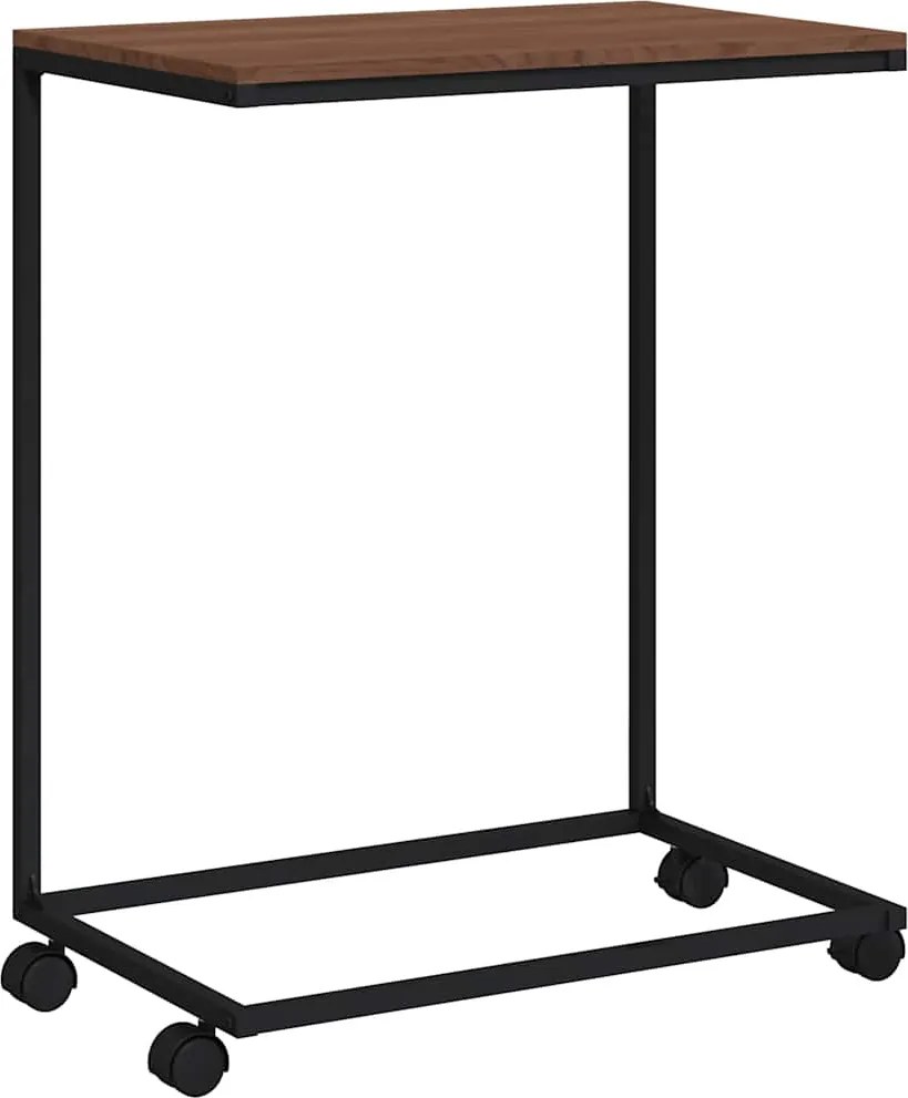 vidaXL fekete szerelt fa kisasztal kerekekkel 55x35x70 cm