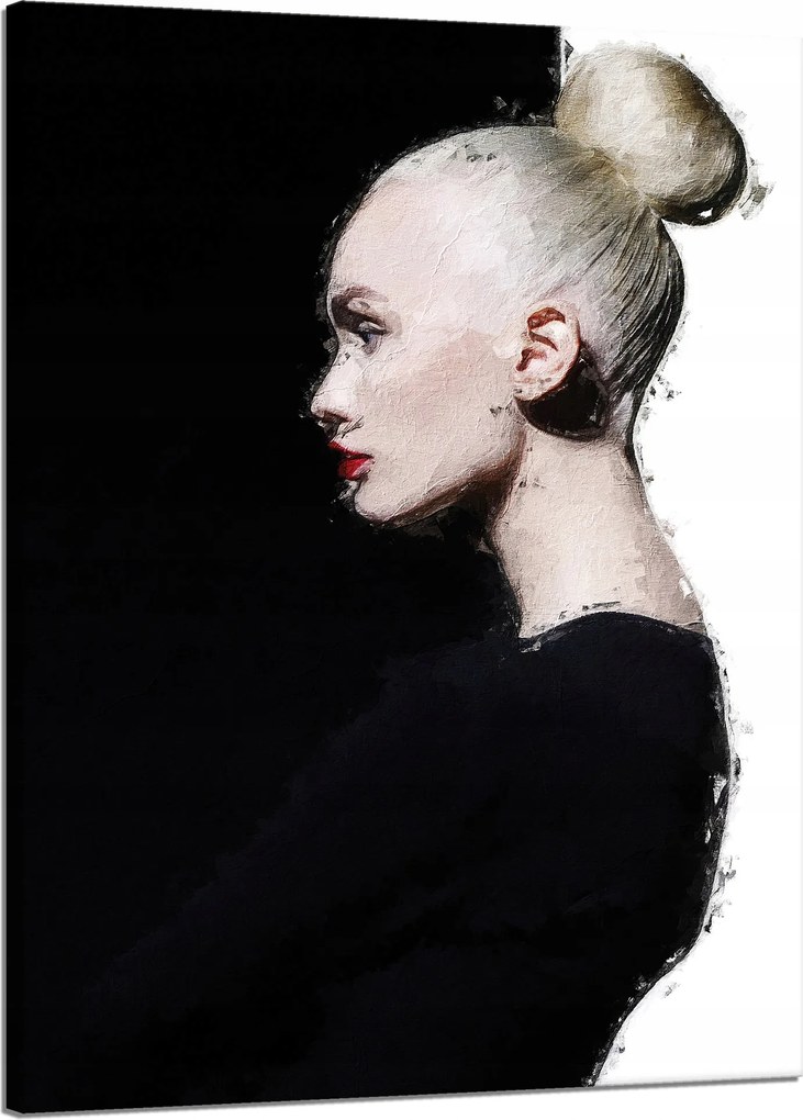 Vászonkép Fekete-fehér Nő Haj konty 50x70 cm Ideális ajándék