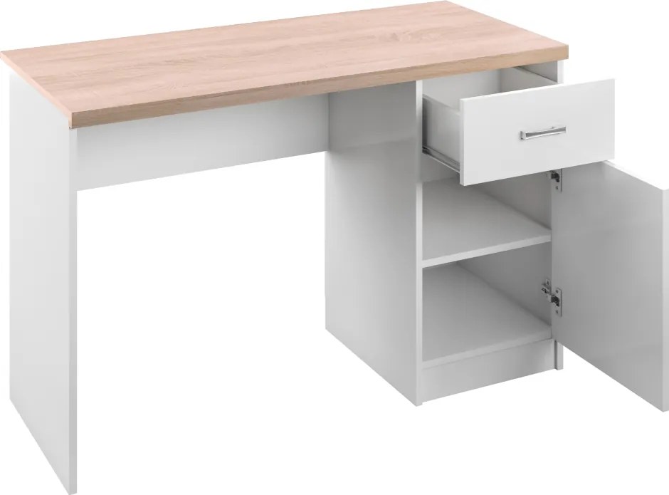 PC asztal 1d1s, DTD laminált, fehér/tölgy sonoma, TOPTY TYP 09