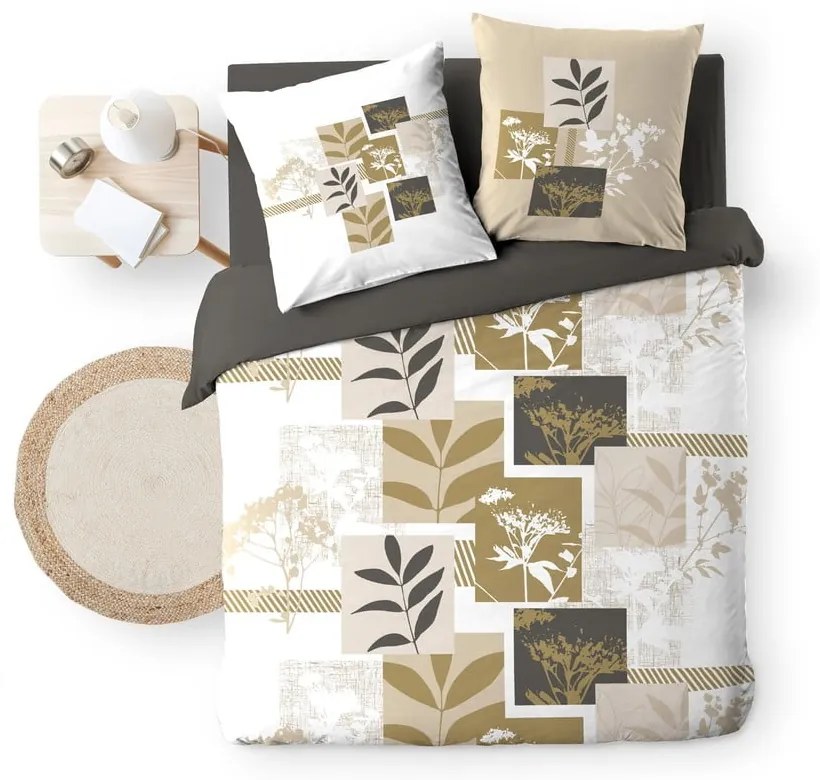 Fehér-barna kétszemélyes-hosszabbított pamut ágyneműhuzat 240x220 cm Utopia – douceur d'intérieur