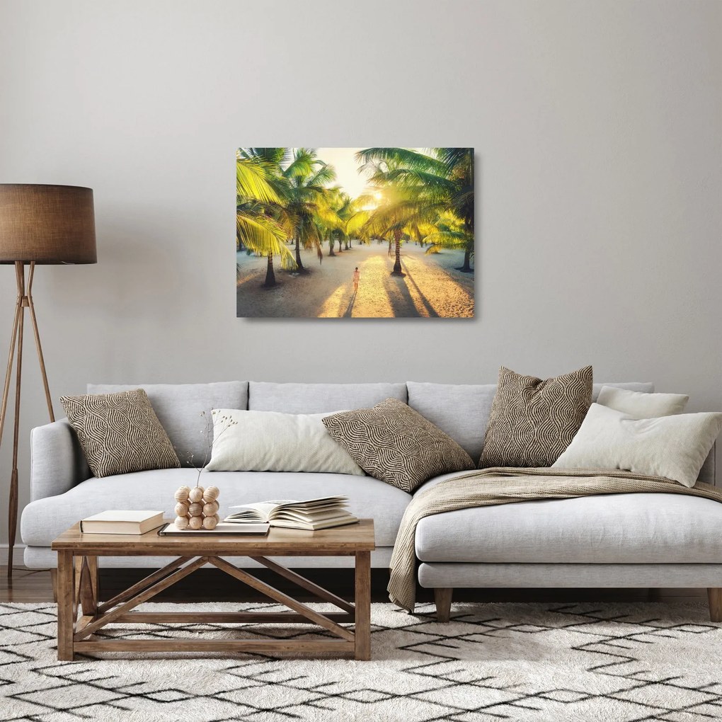 Kép - Nő a pálmafáknál (üvegen) (70x50 cm)