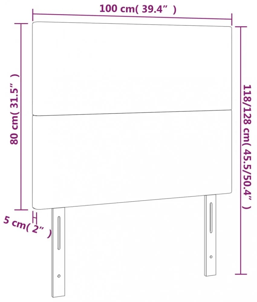 sötétbarna szövet LED-es fejtámla 100x5x118/128 cm