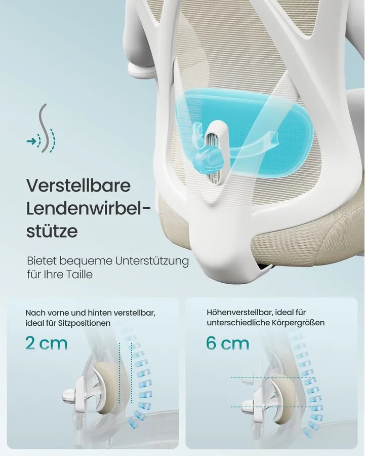 SONGMICS ergonomikus irodai szék, magasságállítható, fehér-bézs