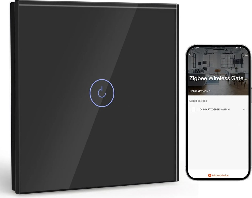 Kapcsoló Bekapcsoló WiFi Fénykapcsoló Érintőképernyős 2-utas Fekete