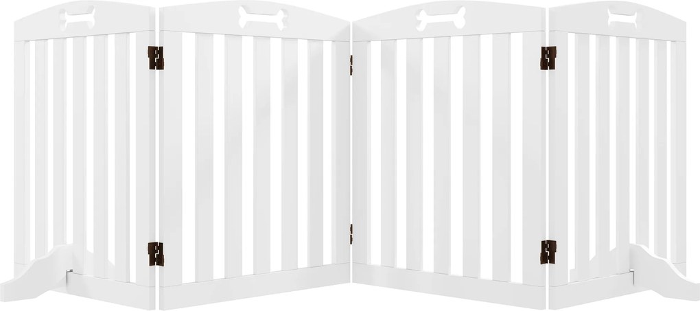PawHut Kutya Korlát, 4-paneles, 207,5 x 61 cm Összecsukható Ajtóvédő 2 Támogatólábbal, Stabil Kutya Korlát, Lépcsőkorlátozó Közepes Kutyák Számára, Fo