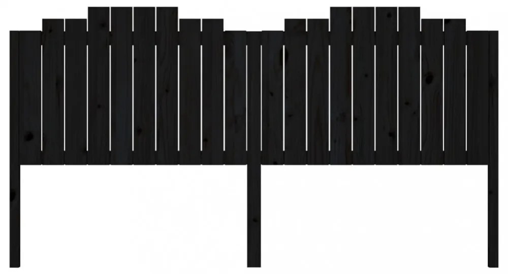 fekete tömör fenyőfa ágyfejtámla 206x4x110 cm