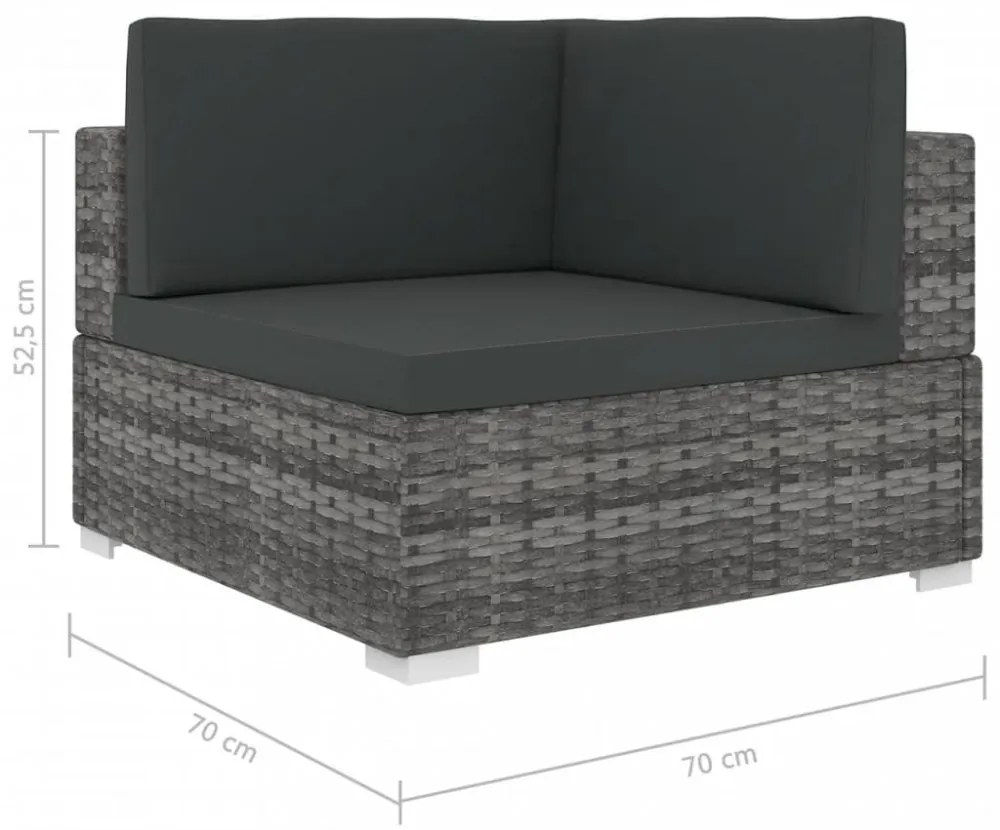 vidaXL 1 db szürke polyrattan moduláris sarokfotel párnákkal