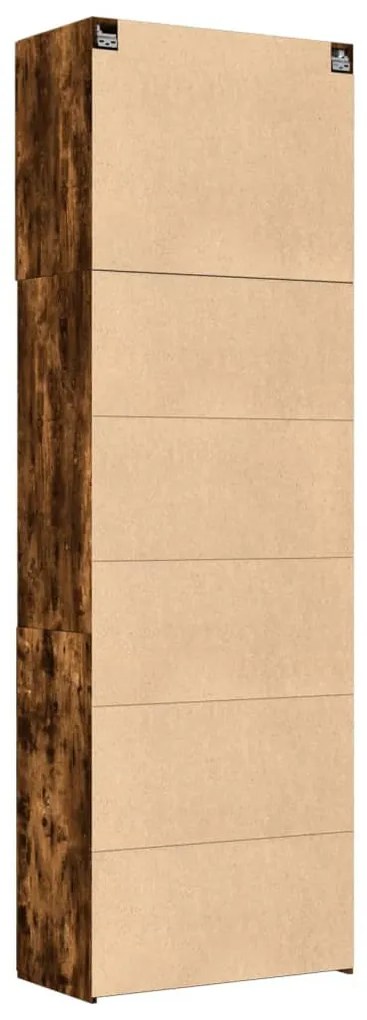 füstös tölgy színű szerelt fa magasszekrény 80 x 42,5 x 249 cm