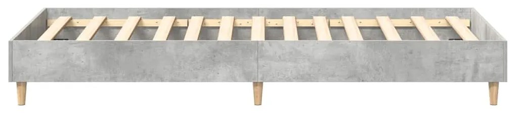 betonszürke szerelt fa ágykeret matrac nélkül 90 x 190 cm
