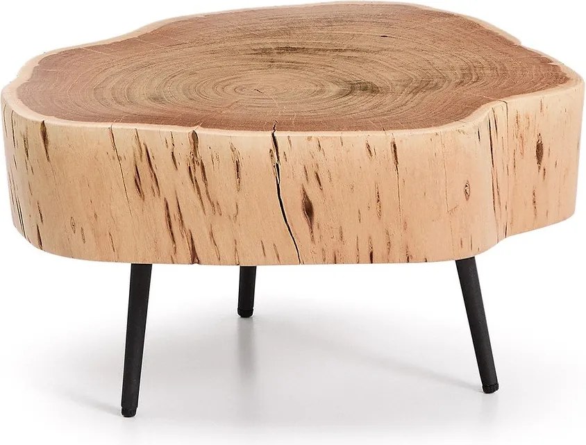 Natúr színű kerek dohányzóasztal akácfa asztallappal 49x47 cm Tanive – Kave Home