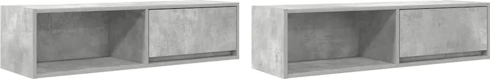 vidaXL 2 db betonszürke szerelt fa TV-szekrény 100x31x25,5cm
